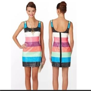 Lilly Pulitzer Sequined Color Block Shift Dress.
